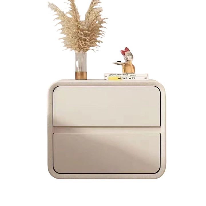 Modern Minimalist Square Rectangular Microfiber Leather Medium Density Fiberboard Nightstand 2-Drawer For Bedroom