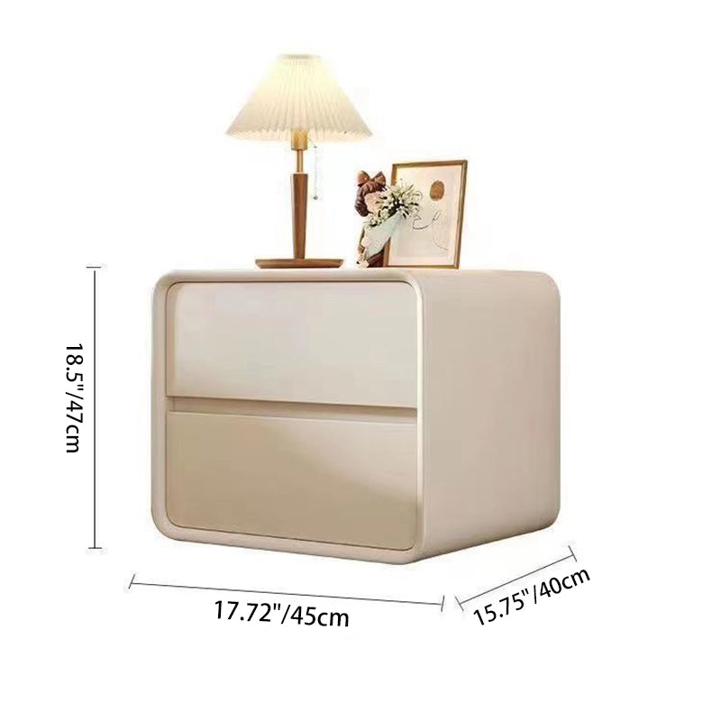 Modern Minimalist Square Rectangular Microfiber Leather Medium Density Fiberboard Nightstand 2-Drawer For Bedroom