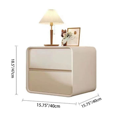 Modern Minimalist Square Rectangular Microfiber Leather Medium Density Fiberboard Nightstand 2-Drawer For Bedroom