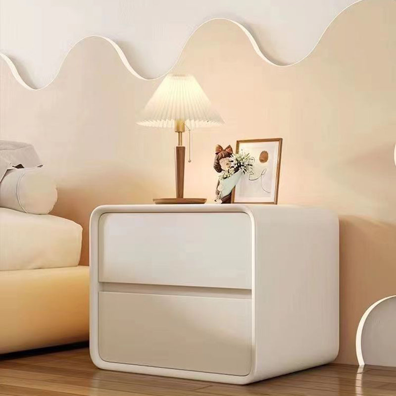 Modern Minimalist Square Rectangular Microfiber Leather Medium Density Fiberboard Nightstand 2-Drawer For Bedroom