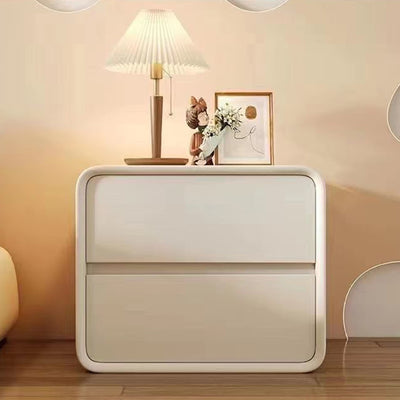 Modern Minimalist Square Rectangular Microfiber Leather Medium Density Fiberboard Nightstand 2-Drawer For Bedroom