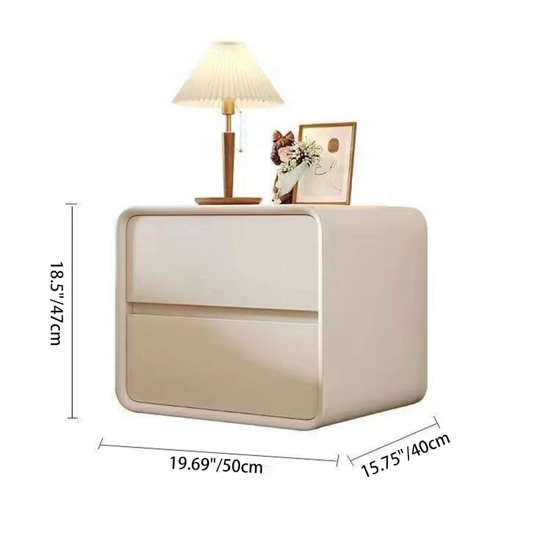 Modern Minimalist Square Rectangular Microfiber Leather Medium Density Fiberboard Nightstand 2-Drawer For Bedroom