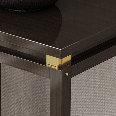 Traditional Chinese Square Rectangular Nan Bamboo Fiberboard End Table 2-Tier Storage Rack For Living Room