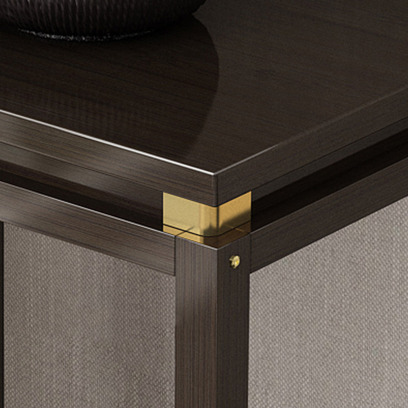 Traditional Chinese Square Rectangular Nan Bamboo Fiberboard End Table 2-Tier Storage Rack For Living Room