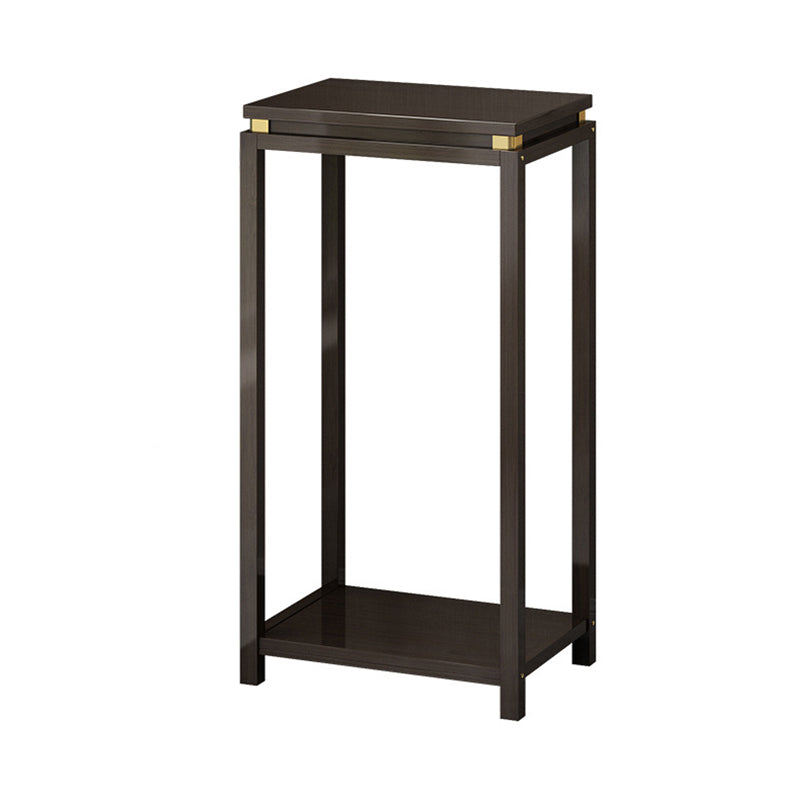 Traditional Chinese Square Rectangular Nan Bamboo Fiberboard End Table 2-Tier Storage Rack For Living Room