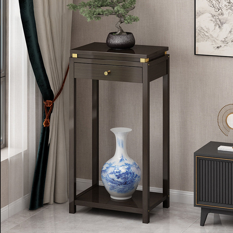 Traditional Chinese Square Rectangular Nan Bamboo Fiberboard End Table 2-Tier Storage Rack For Living Room