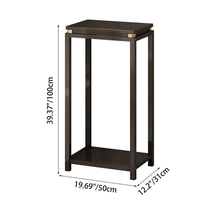 Traditional Chinese Square Rectangular Nan Bamboo Fiberboard End Table 2-Tier Storage Rack For Living Room