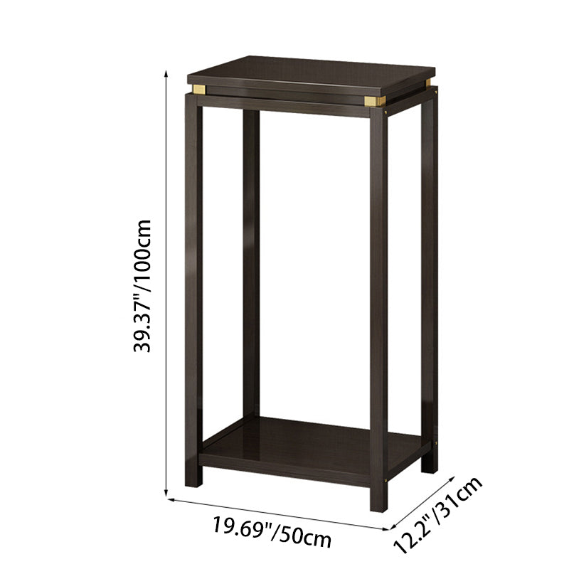 Traditional Chinese Square Rectangular Nan Bamboo Fiberboard End Table 2-Tier Storage Rack For Living Room