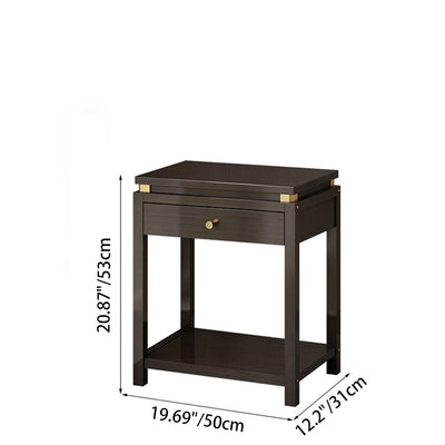 Traditional Chinese Square Rectangular Nan Bamboo Fiberboard End Table 2-Tier Storage Rack For Living Room