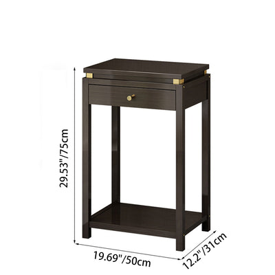 Traditional Chinese Square Rectangular Nan Bamboo Fiberboard End Table 2-Tier Storage Rack For Living Room