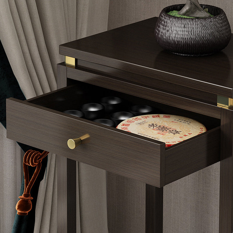 Traditional Chinese Square Rectangular Nan Bamboo Fiberboard End Table 2-Tier Storage Rack For Living Room