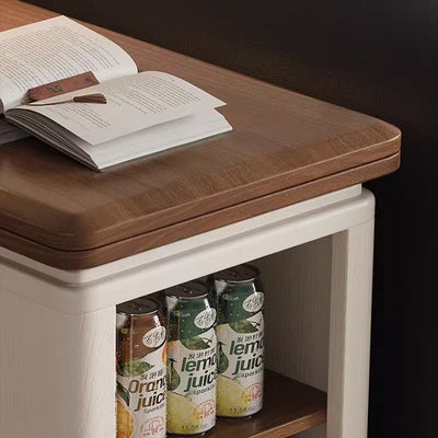 Modern Minimalist Square Rectangular Solid Wood Eco-board Foldable Movable Coffee Table 3-Cabinet For Living Room