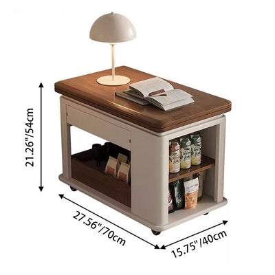 Modern Minimalist Square Rectangular Solid Wood Eco-board Foldable Movable Coffee Table 3-Cabinet For Living Room