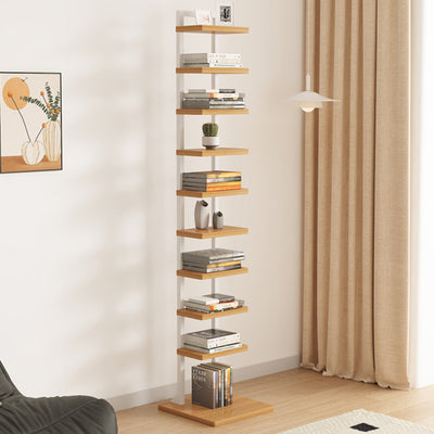 Modern Minimalist Square Rectangular Particle Board Steel Pipe Bookshelf 4/6/8/10-Tier For Living Room