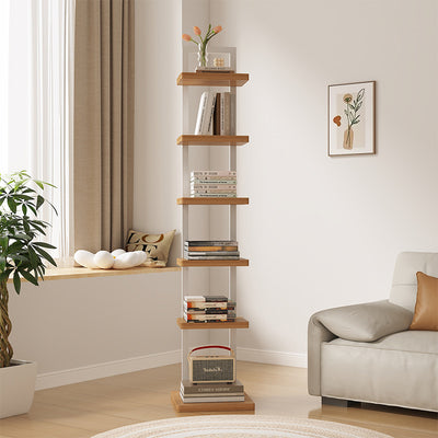 Modern Minimalist Square Rectangular Particle Board Steel Pipe Bookshelf 4/6/8/10-Tier For Living Room