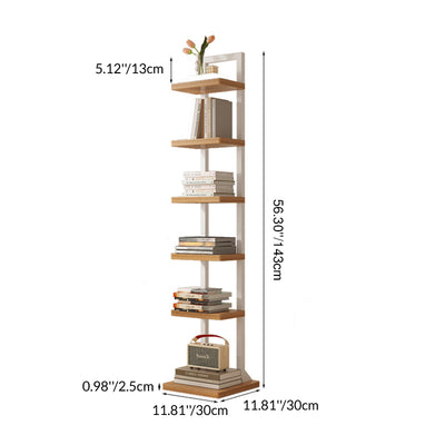 Modern Minimalist Square Rectangular Particle Board Steel Pipe Bookshelf 4/6/8/10-Tier For Living Room