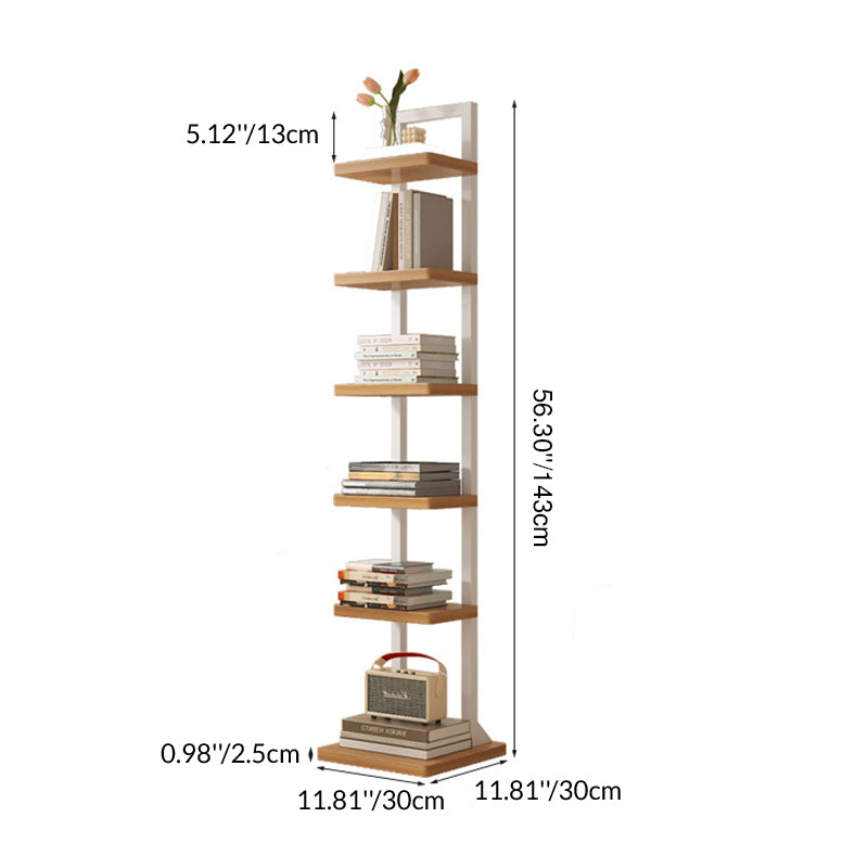 Modern Minimalist Square Rectangular Particle Board Steel Pipe Bookshelf 4/6/8/10-Tier For Living Room