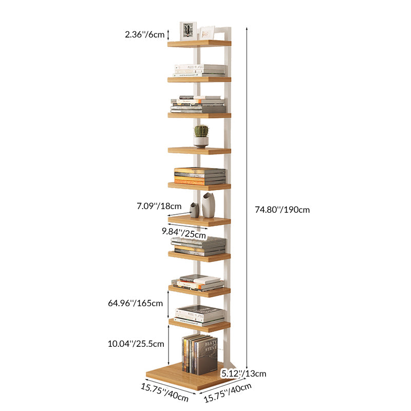 Modern Minimalist Square Rectangular Particle Board Steel Pipe Bookshelf 4/6/8/10-Tier For Living Room