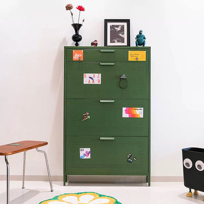 Modern Minimalist Rectangular Steel Shoe Storage 3-Tier For Entryways