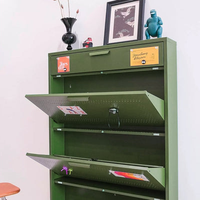 Modern Minimalist Rectangular Steel Shoe Storage 3-Tier For Entryways