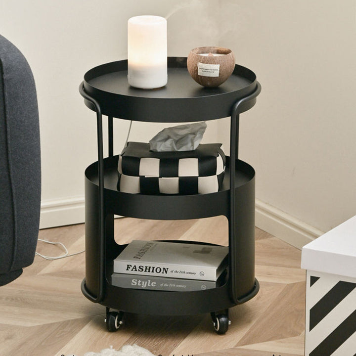 Table d'appoint ronde minimaliste moderne en verre trempé et fer, mobile, à 3 niveaux, pour salon 