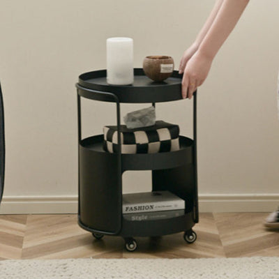 Modern Minimalist Round Metal Tempered Glass Iron Movable End Table 3-Tier Storage Rack For Living Room