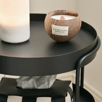 Modern Minimalist Round Metal Tempered Glass Iron Movable End Table 3-Tier Storage Rack For Living Room