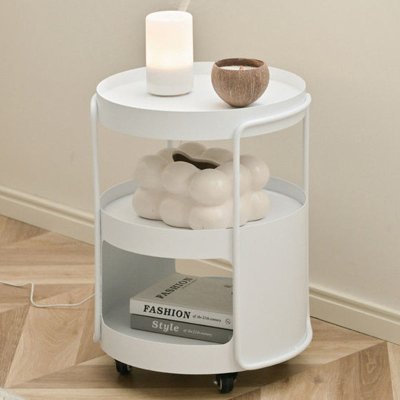 Modern Minimalist Round Metal Tempered Glass Iron Movable End Table 3-Tier Storage Rack For Living Room