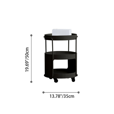 Modern Minimalist Round Metal Tempered Glass Iron Movable End Table 3-Tier Storage Rack For Living Room