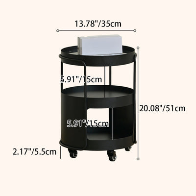 Modern Minimalist Round Metal Tempered Glass Iron Movable End Table 3-Tier Storage Rack For Living Room