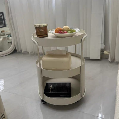 Modern Minimalist Round Metal Tempered Glass Iron Movable End Table 3-Tier Storage Rack For Living Room