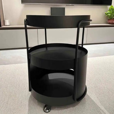 Modern Minimalist Round Metal Tempered Glass Iron Movable End Table 3-Tier Storage Rack For Living Room