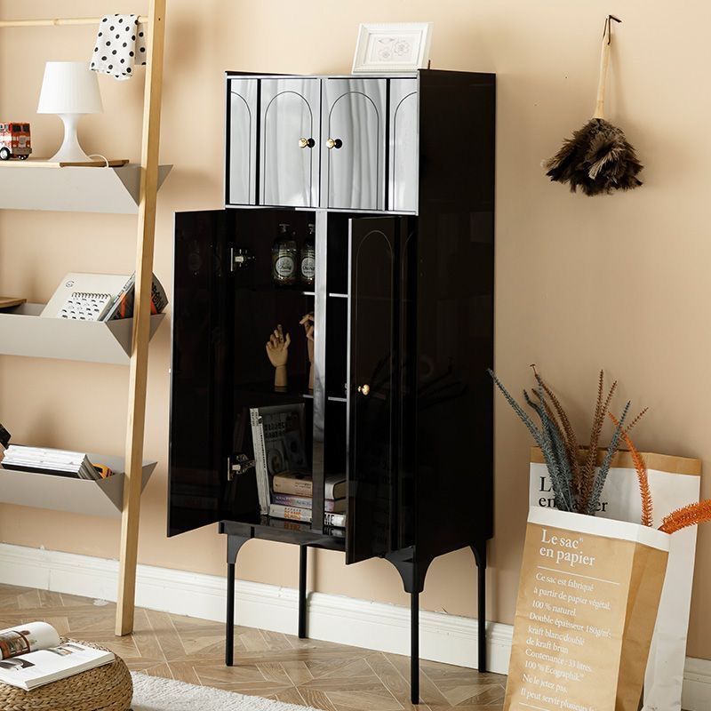 Modern Minimalist Square Rectangular Acrylic Carbon Steel Storage Cabinet 4-Tier For Living Room