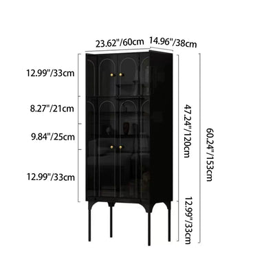 Modern Minimalist Square Rectangular Acrylic Carbon Steel Storage Cabinet 4-Tier For Living Room