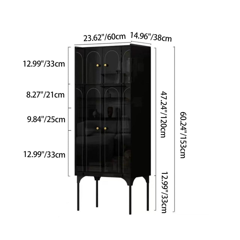 Modern Minimalist Square Rectangular Acrylic Carbon Steel Storage Cabinet 4-Tier For Living Room