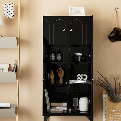 Modern Minimalist Square Rectangular Acrylic Carbon Steel Storage Cabinet 4-Tier For Living Room