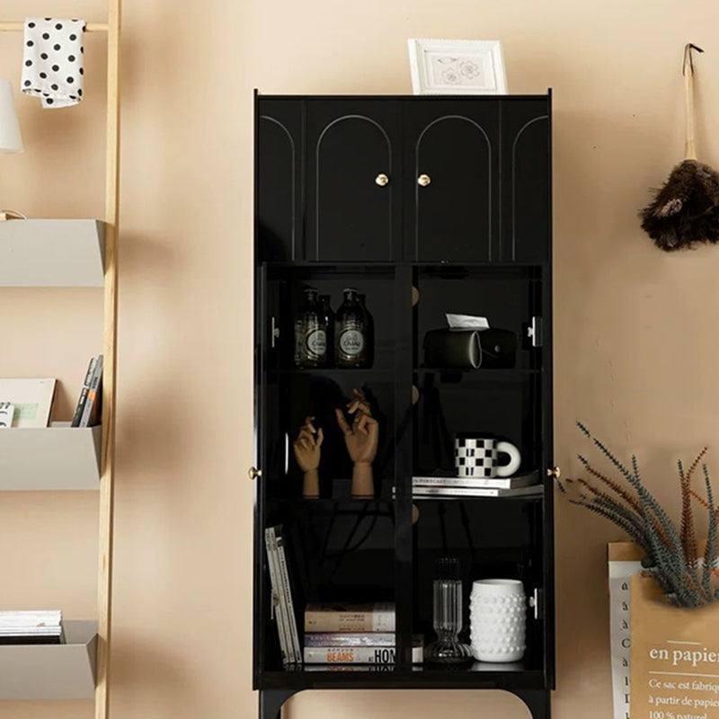 Modern Minimalist Square Rectangular Acrylic Carbon Steel Storage Cabinet 4-Tier For Living Room