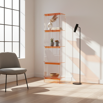 Modern Minimalist Square Rectangular Acrylic Storage Cabinet 2/3/4-Tier For Living Room