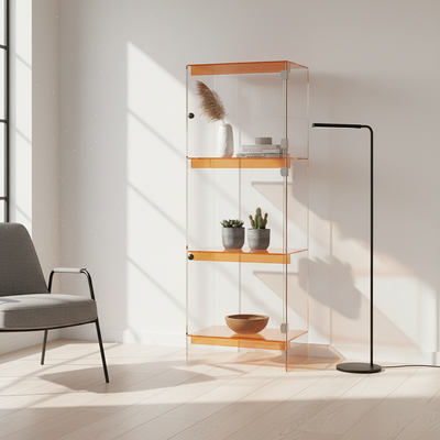 Modern Minimalist Square Rectangular Acrylic Storage Cabinet 2/3/4-Tier For Living Room