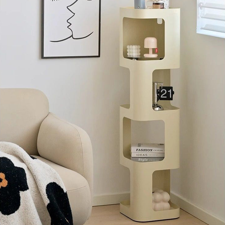 Zeitgenössisches nordisches quadratisch rechteckiges Ausstellungsregal aus Kohlenstoffstahl mit 4/5 Ebenen für das Wohnzimmer 