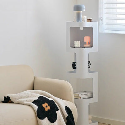 Contemporary Nordic Square Rectangular Carbon Steel Display Rack 4/5-Tier For Living Room