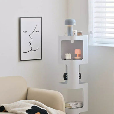 Contemporary Nordic Square Rectangular Carbon Steel Display Rack 4/5-Tier For Living Room