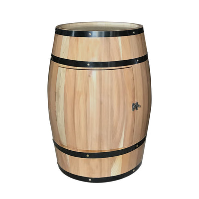 Traditional Farmhouse Round Cedar Wood Composite Board Barrel-shaped Nightstand With 2-Tier For Bedroom