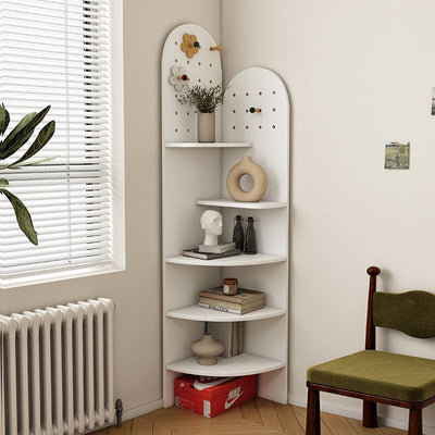 Modern Minimalist Fan-shaped E0 Grade Ecological Board Corner Shelf Unit 5-Tier For Living Room