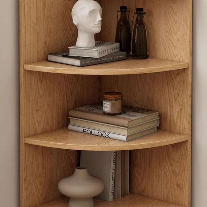 Modern Minimalist Fan-shaped Particle Board Corner Shelf Unit 5-Tier For Living Room