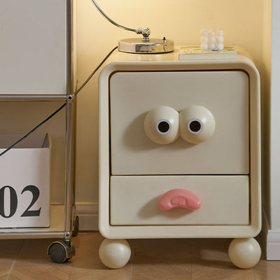 Modern Minimalist Square Rectangular PE Kids Cartoon Nightstand 2-Drawer For Bedroom