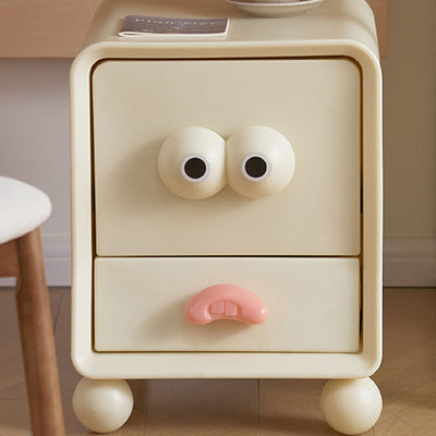 Modern Minimalist Square Rectangular PE Kids Cartoon Nightstand 2-Drawer For Bedroom