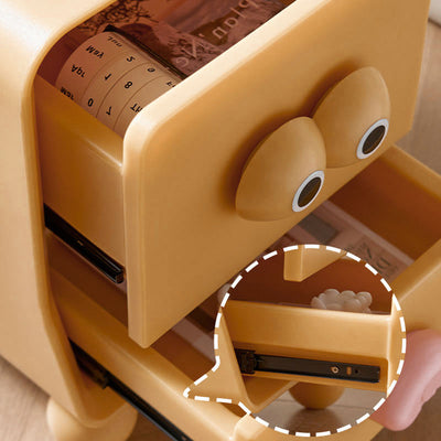 Modern Minimalist Square Rectangular PE Kids Cartoon Nightstand 2-Drawer For Bedroom