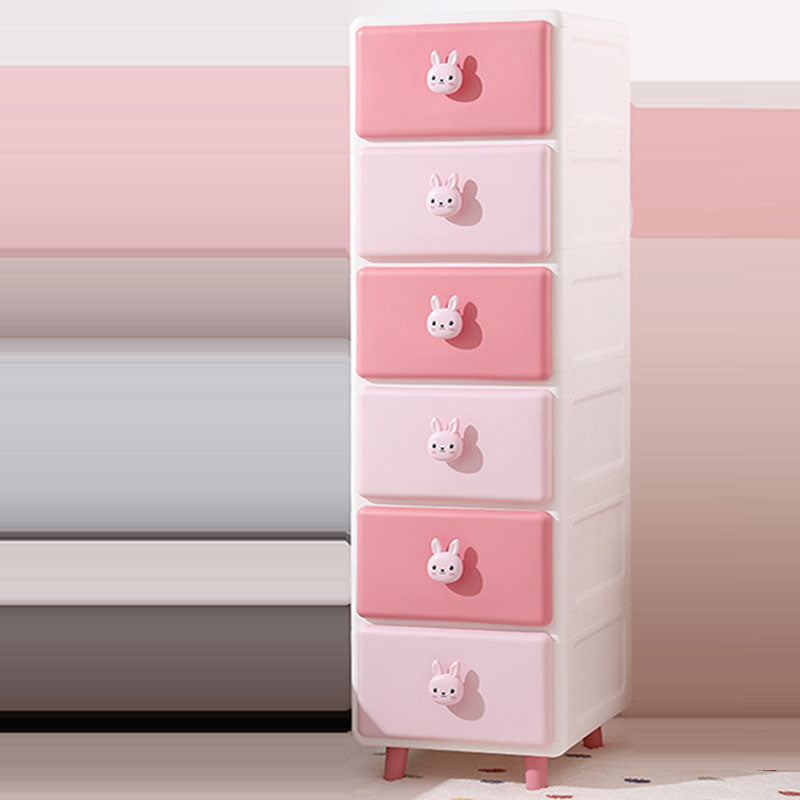 Modern Minimalist Square Rectangular Plastic PP Rabbit Bear Kids Storage Cabinet 2/3/4/5/6-Tier For Living Room