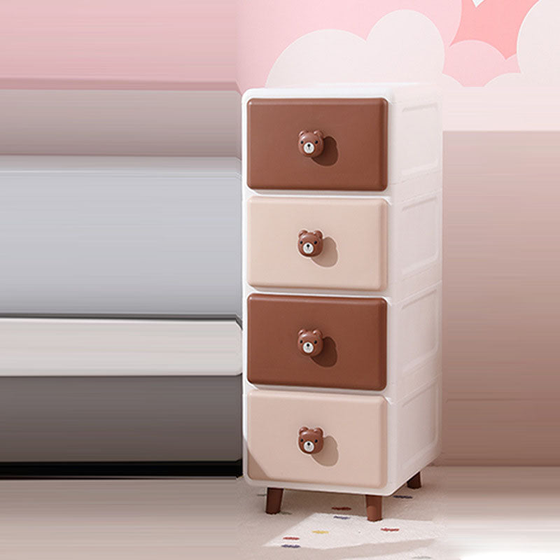 Modern Minimalist Square Rectangular Plastic PP Rabbit Bear Kids Storage Cabinet 2/3/4/5/6-Tier For Living Room